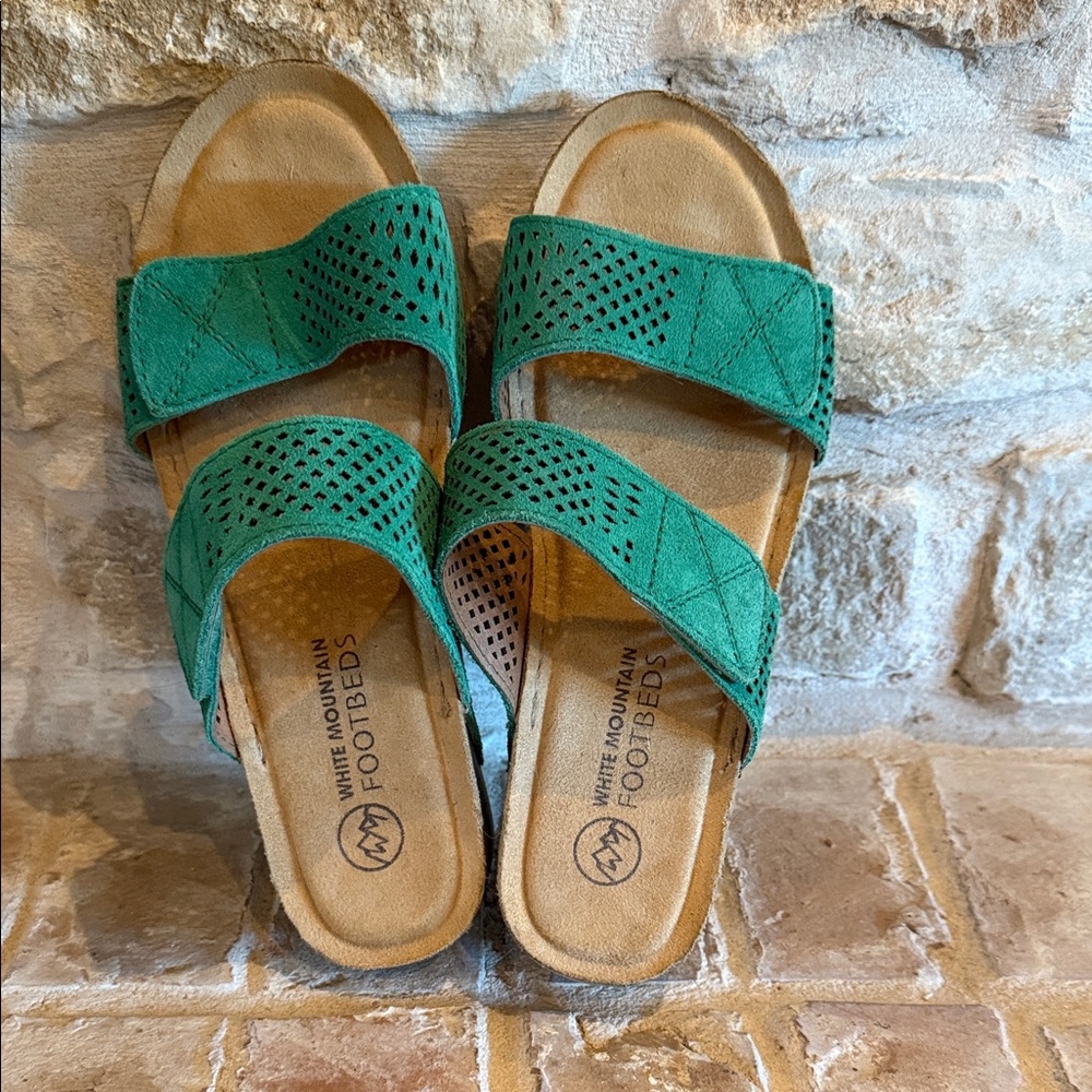 White Mountain Teal Slide Sandals